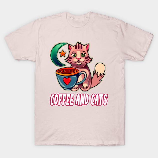 Coffee and Cats T-Shirt by dnlribeiro88